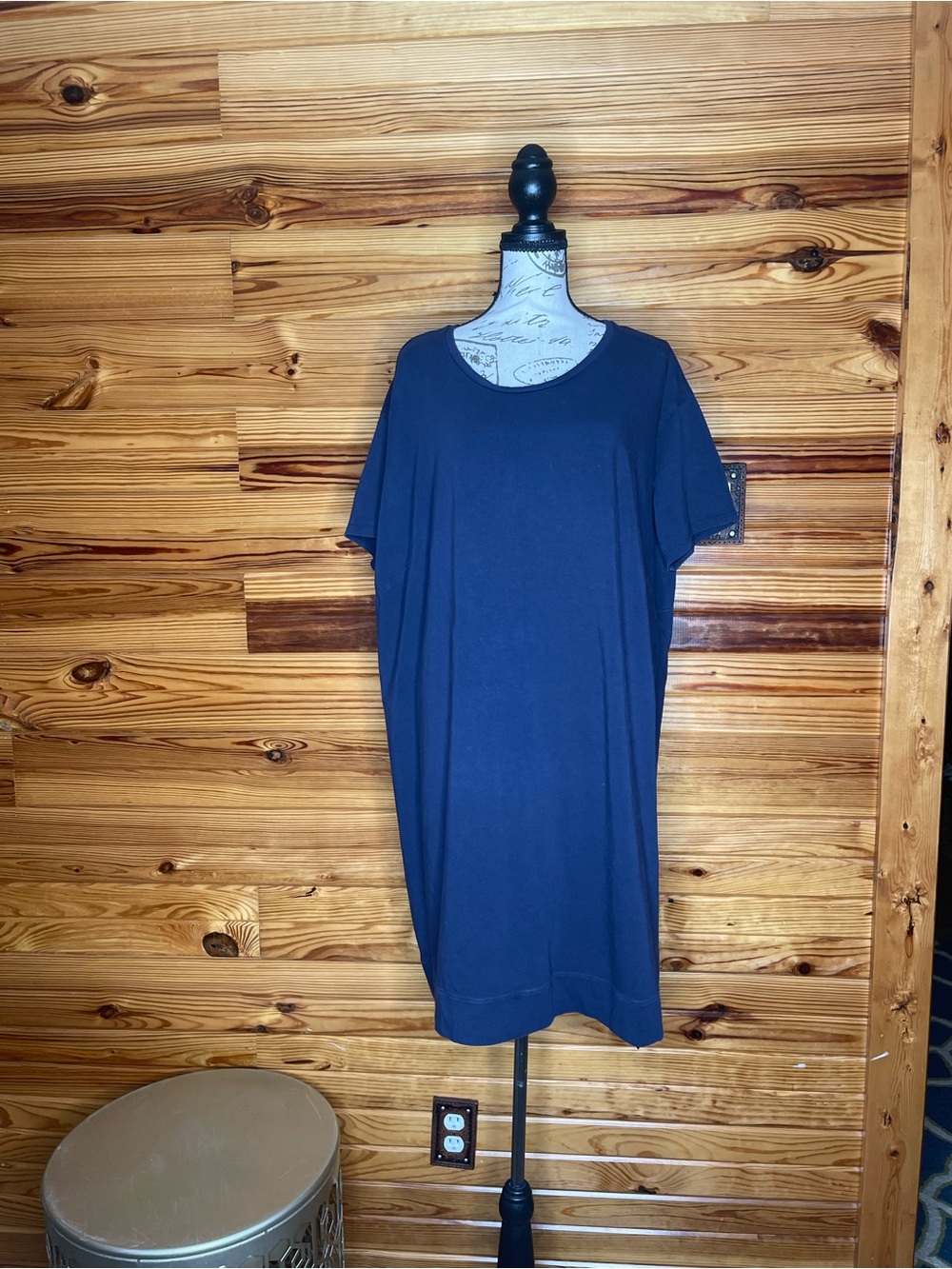 Eileen Fisher Deep Navy Short-Sleeve Midi Dress